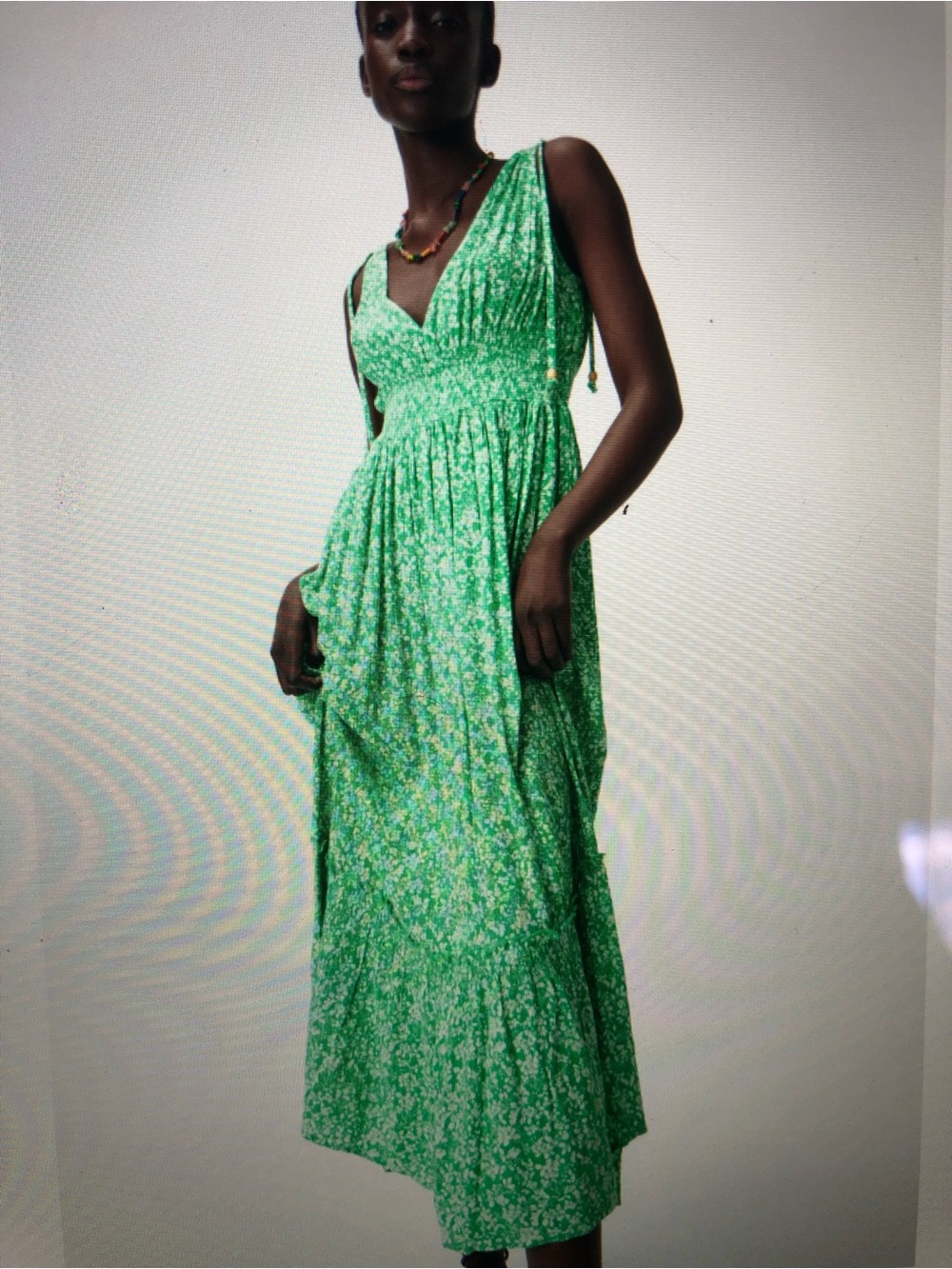 Green and White Floral Zara Maxi Dress